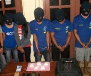 Foto- Lima sindikat narkoba yang diringkus BNNP dan PJR. (koesma)