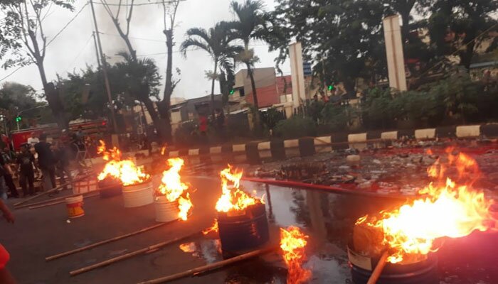 Suasana pemusnahan narkoba dan miras di Polsek Pulogadung, Jakarta Timur