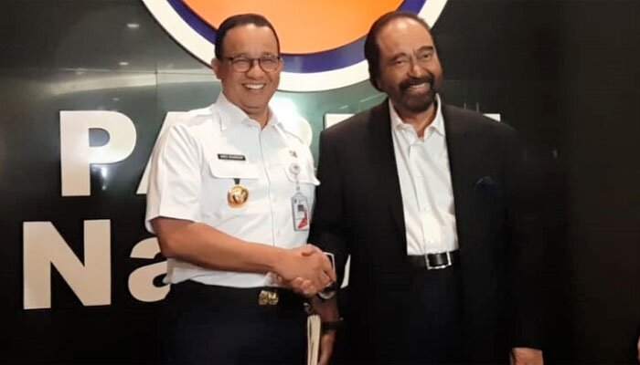 Anies baswedan silaturahmi ke kantor Surya Paloh, Rabu (24/7/2019) (ist)
