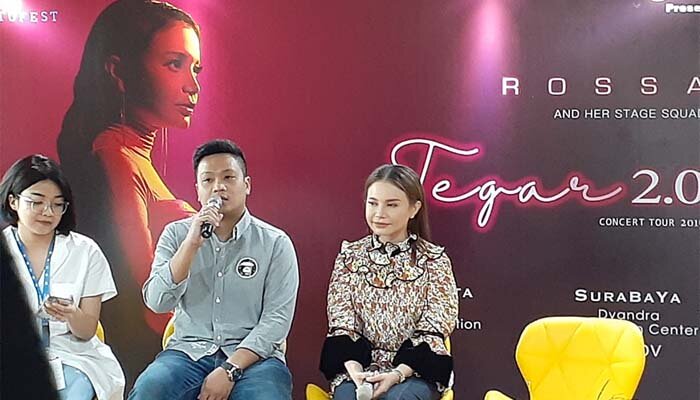Penyanyi Rossa dalam konferensi pers, di Kawasan MH Thamrin, Jakarta Pusat (firdha)