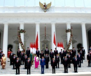 Para Menteri Kabinet Indonesia Maju bersama Presiden Joko Widodo dan Wakil Presiden Ma'ruf Amin. (rihadin)