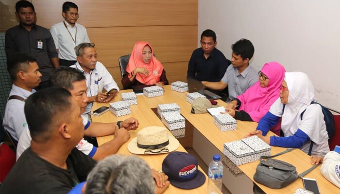 Kemnaker terima perwakilan buruh yang demo .(ist)