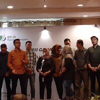 Acara Press Gathering BPJS Ketenagakerjaan di Medan, Sumatera Utara, Rabu (20/11/2019).