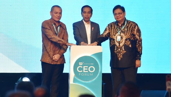 Presiden Jokowi saat Pembukaan Kompas100 CEO Forum Tahun 2019 di Jakarta.(ist)