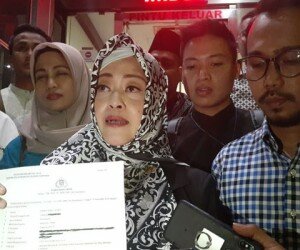 Anggota DPD RI Fahira Idris melaporkan akun facebook atas nama Ade Armando ke Polda Metro Jaya, Jumat (1/11/2019).(firdha)