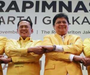 Airlangga Hartarto dan bambang Soesatyo daan Rapimnas Golkar.
