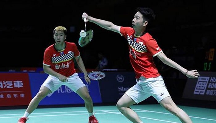 Ganda putra Indonesia, Marcus/Kevin, menjuarai Fuzhou China Open 2019. (badminton.ina)