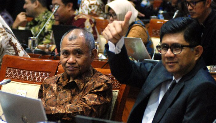 Wakil Ketua KPK Laode M Syarif saat raker di DPR, Rabu (27/11/2019). (tim)