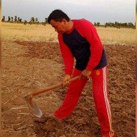 Seorang petani mencangkul sawahnya membuat persemaian walaupun permukaan sawah masih kering karena baru beberapa kali saja terciprat air gerimis dan hujan. (taryani)