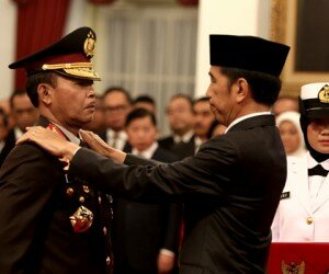 Presiden Joko Widodo melantik Komisaris Jenderal Idham Azis menjadi Kapolri.(rihadin )