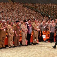 Presiden Jokowi saat menghadiri Rakornas Indonesia Maju Pemerintah Pusat dan Forum Komunikasi Pemerintah Daerah (Forkopimda) 2019. (ist)