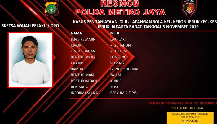 Sketsa Wajah Tersangka Penyiram Air Keras