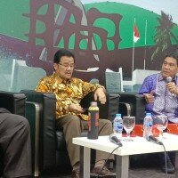 Anggota Fraksi Demokrat MPR RI, Achmad bersama Asman Abnur (F-PAN), Teras Narang (DPD) RI, dan Komisioner Bawaslu RI, Rahmat Bagja. (rizal)