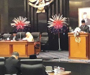 Suasana Rapat Paripurna DPRD DKI saat membahas Rancangan Peraturan Daerah (Raperda) tentang APBD 2020 DKI Jakarta. (Yendhi)