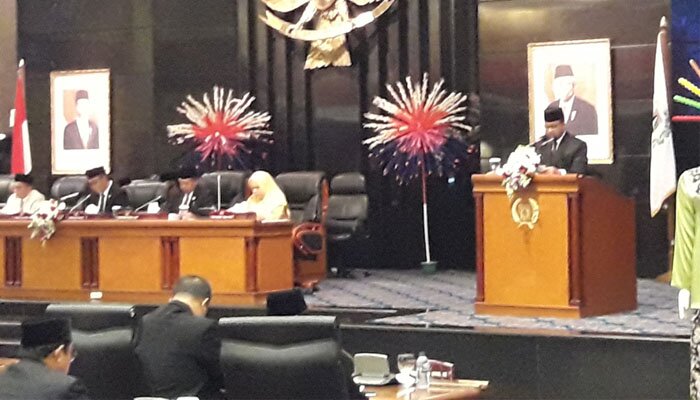 Suasana Rapat Paripurna DPRD DKI saat membahas Rancangan Peraturan Daerah (Raperda) tentang APBD 2020 DKI Jakarta. (Yendhi)