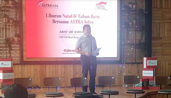 CEO Toll Road Business Group, Krist Ade Sudiyono saat memberikan sambutan pada media gathering, Selasa (9/12/2019). (haryono)
