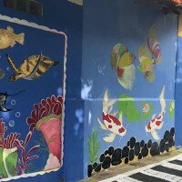 Salah satu lokasi lukisan mural biota laut di Pulau Untung Jawa , (deny)