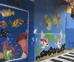 Salah satu lokasi lukisan mural biota laut di Pulau Untung Jawa , (deny)