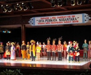 kegiatan parade lagu daerah yang membuat TMII meraih Adikarya Wisata 2019. (Ifand)