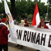 assa aksi dari Gerakan Pribumi Indonesia (GPI) mendesak Anies tidak memberikan izin DWP 2019. (Yendhi)