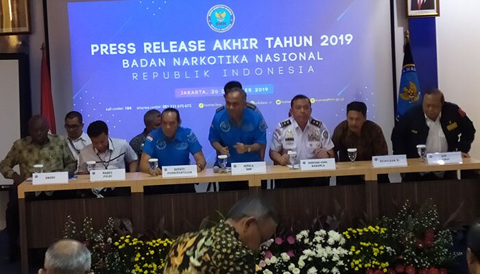 Jajaran BNN saat menggelar rilis akhir tahun 2019. (Ifand)