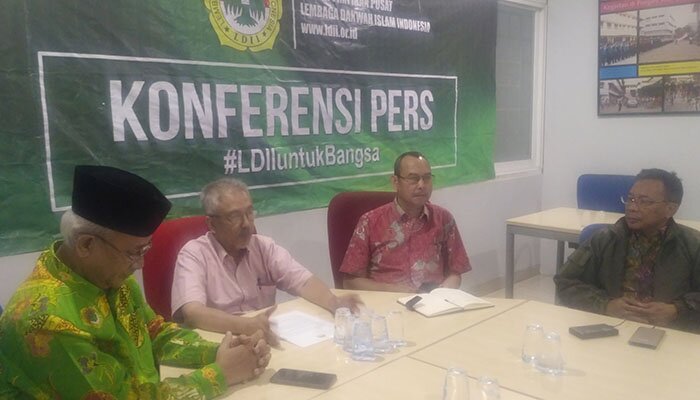 Ketua DPP LDII Prasetyo Soenaryo saat menyampaikan laporan akhir tahun di Kantor DPP LDII, Jakarta, Senin (30/12).(johara)