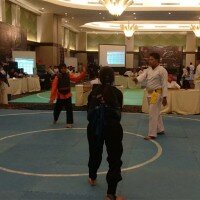 Suasana pertandingan pencak silat piala Kapolresta .(yopi)