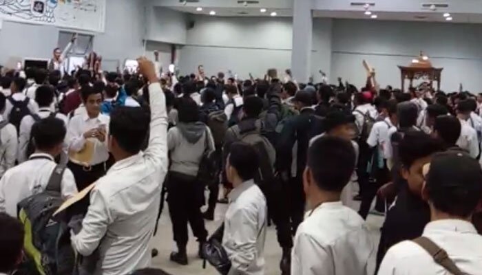 Ratusan pegawai Transjakarta demo. (ist/screenshoot video)