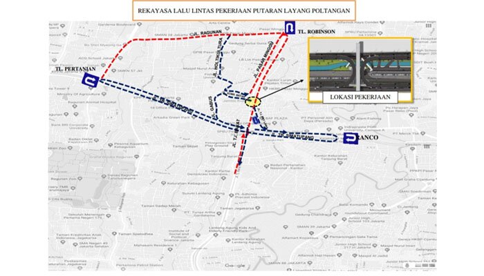 Peta lokasi pengalihan arus lalulintas. (wandi)