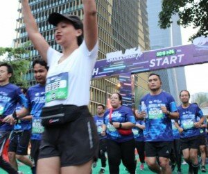 Ribuan peserta ramaikan Relay Maraton BPJAMSOSTEK 2019, Minggu (15/12/2019).(rihadin)