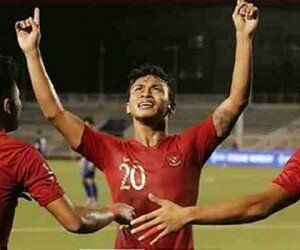 Osvaldo Haay, usai mencetak gol ke gawang Brunei Darussala,. (instagram)